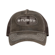 Stussy Low Pro Trucker Cut-Out Leather Snapback Brown