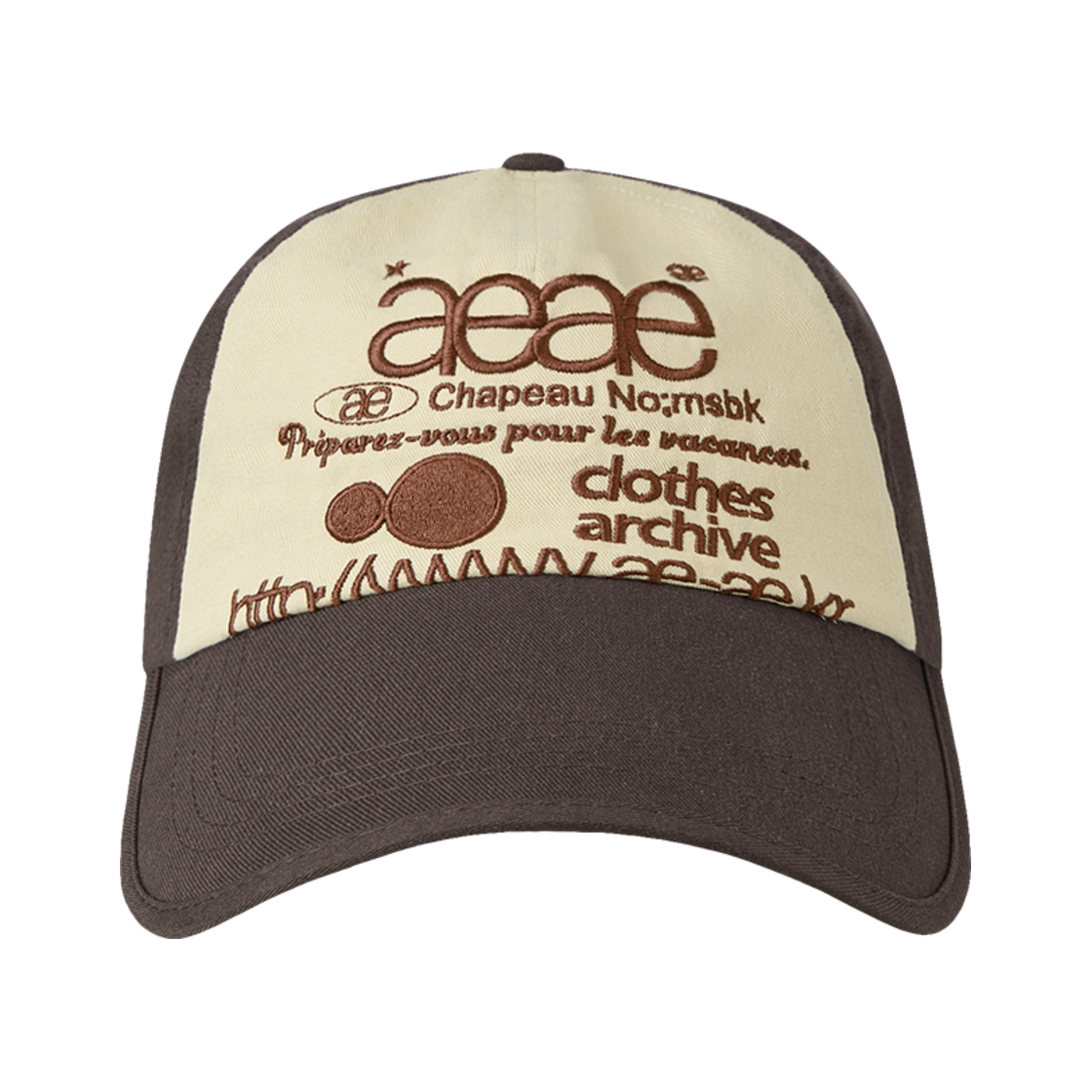 에이이에이이 웹 로고 5 패널 볼캡 브라운 & 아이보리(AEAE Web Logo 5 Pannel Ball Cap Brown & Ivory)