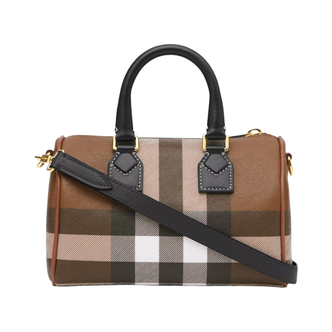 버버리 미니 체크 레더 볼링백 다크 버치 브라운(Burberry Mini Check and Leather Bowling Bag Dark Birch Brown) - 2