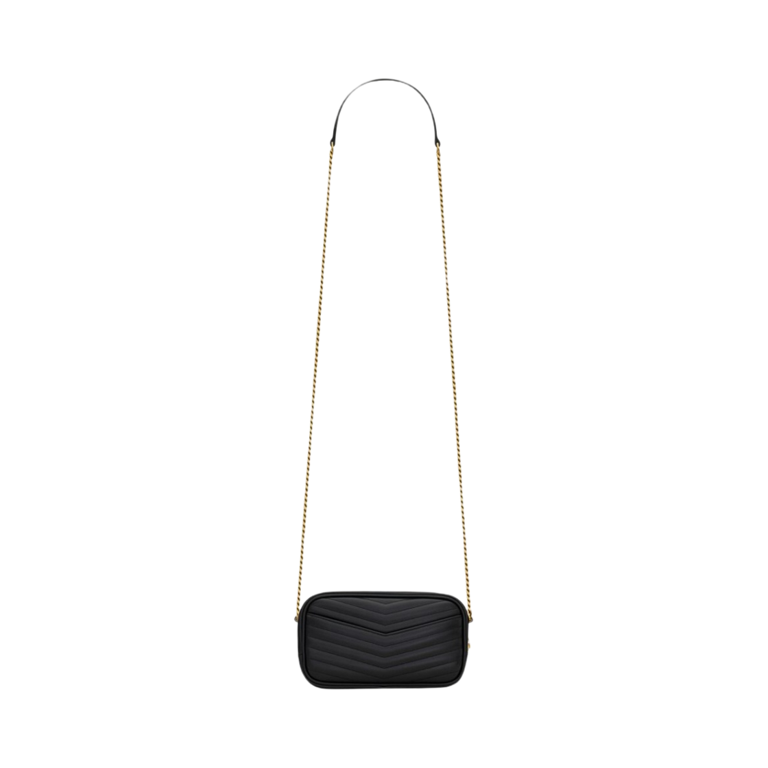 생로랑 퀼티드 샤이니 레더 루 미니백 블랙 골드(Saint Laurent Lou Mini Bag in Quilted Shiny Leather Black Gold) - 3