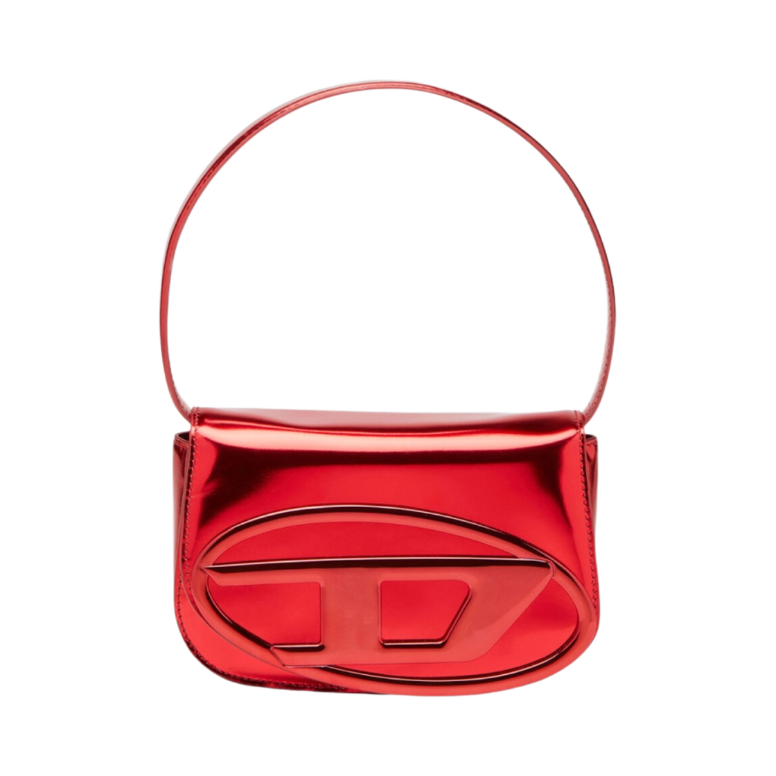 디젤 1DR 숄더백 인 미러드 레더 레드(Diesel 1DR Shoulder Bag in Mirrored Leather Red) - 1