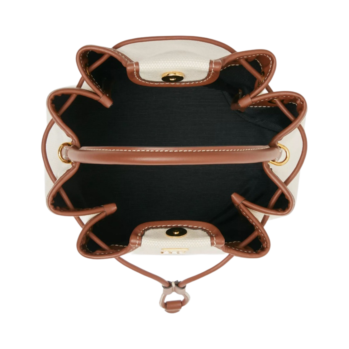 버버리 모노그램 모티프 캔버스 레더 버킷백 에크루 탄(Burberry Monogram Motif Canvas and Leather Bucket Bag Ecru Tan) - 4