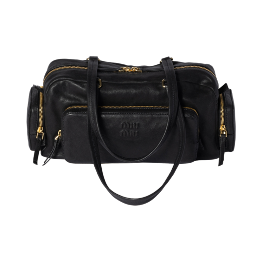 Miu Miu Pocket Washed Nappa Leather Bag Black