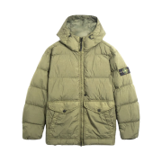Stone Island 40723 Crinkle Reps Hooded Down Jacket Musk Green - 24FW