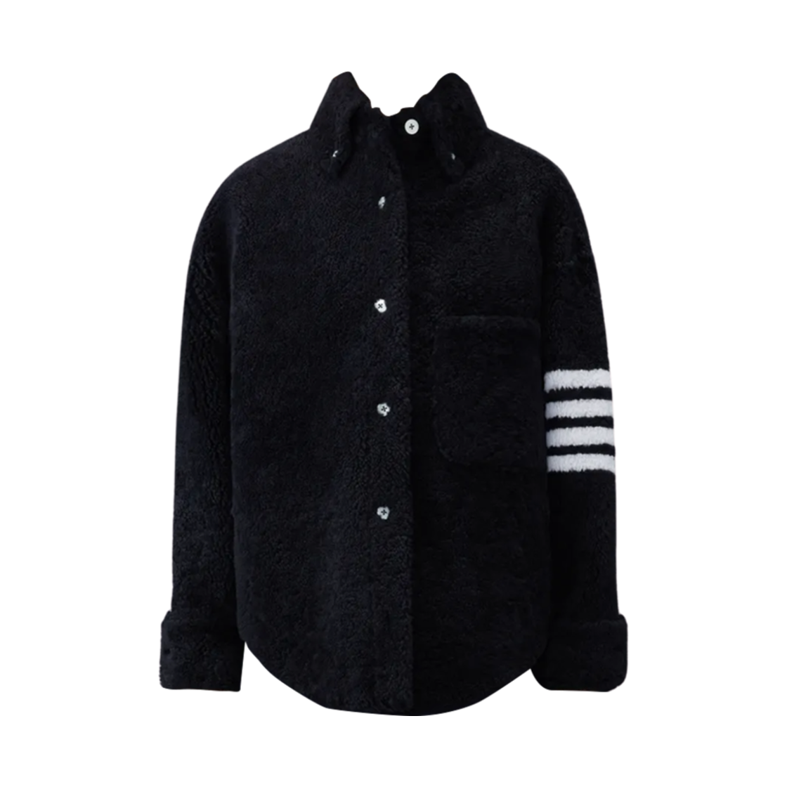 FLL122C-02821-415 (W) Thom Browne Shearing 4-Bar Shirt Jacket Navy