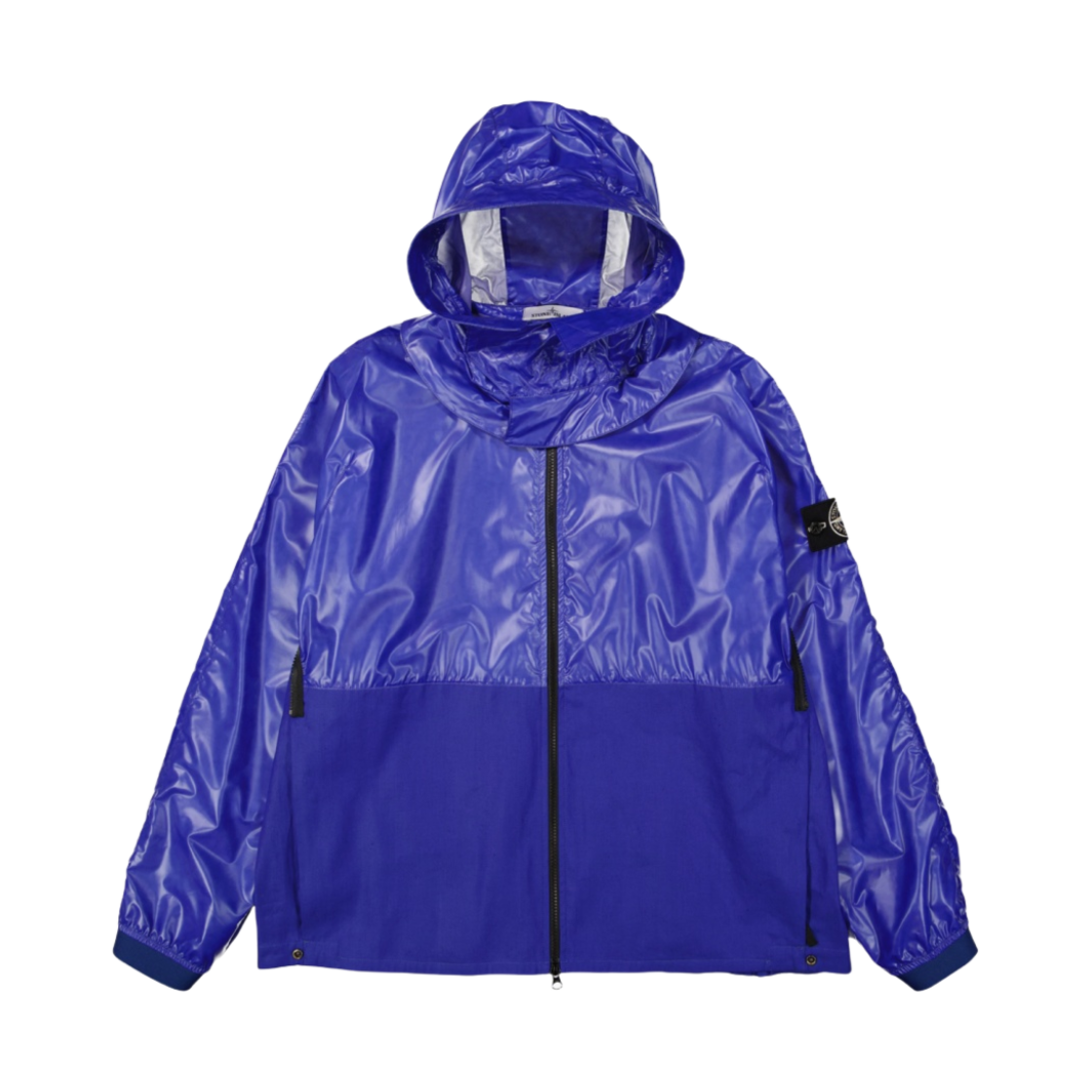 스톤 아일랜드 41599 히트 리액티브 라미 코튼 리넨 텔라 자켓 블루에뜨 - 22SS