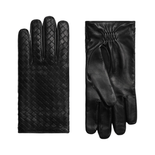 Bottega Veneta Intrecciato Leather Gloves Black