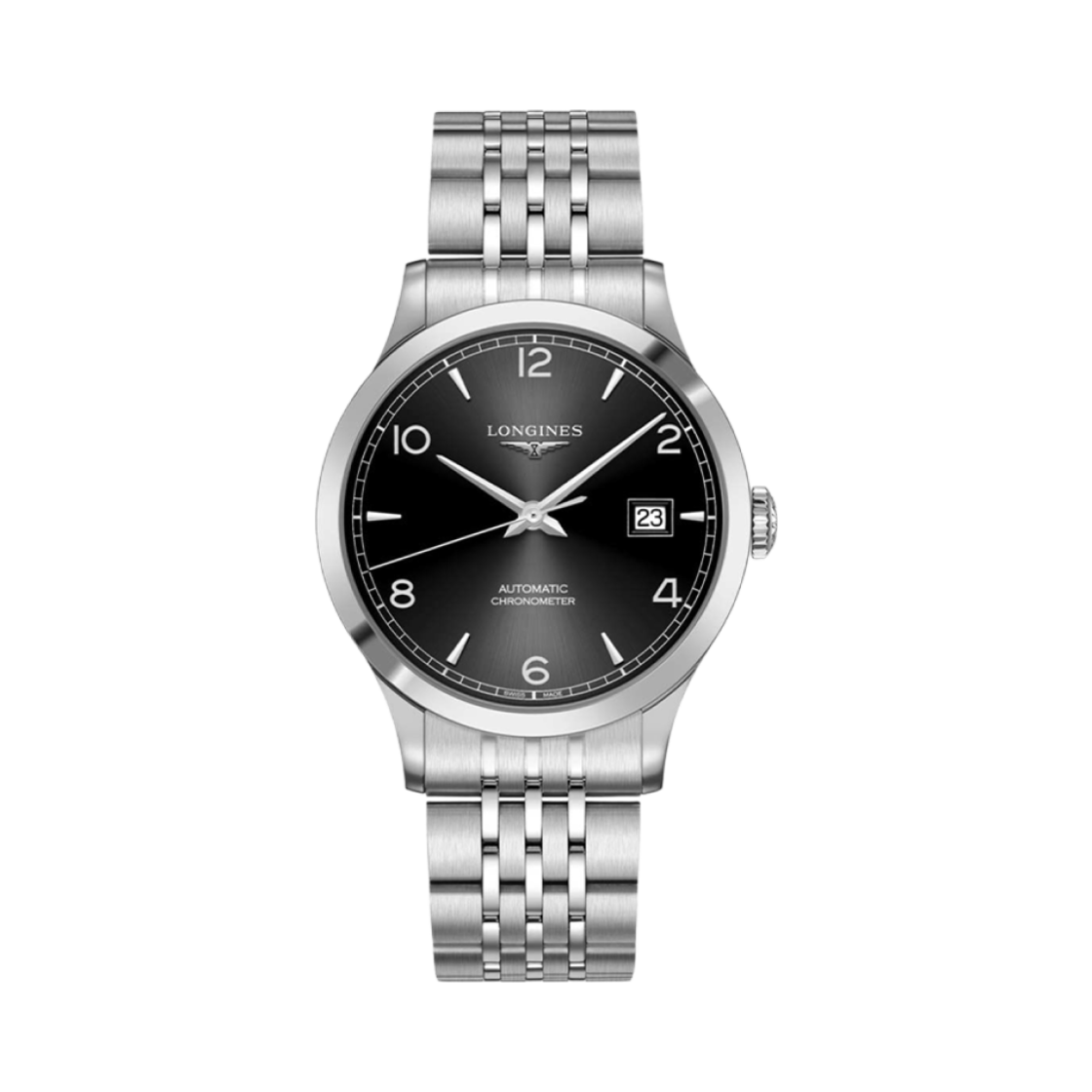 론진 레코드 오토매틱 40mm 스테인리스 스틸 블랙(Longines Record Automatic 40mm Stainless Steel Black)