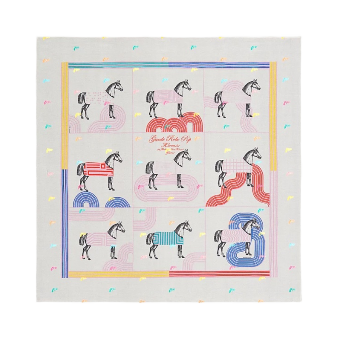 (W) 에르메스 가드로브 팝 스카프 80 블랑 멀티꼴로르((W) Hermes Garde-Robe Pop Scarf 80 Blanc Multicolore) - 1