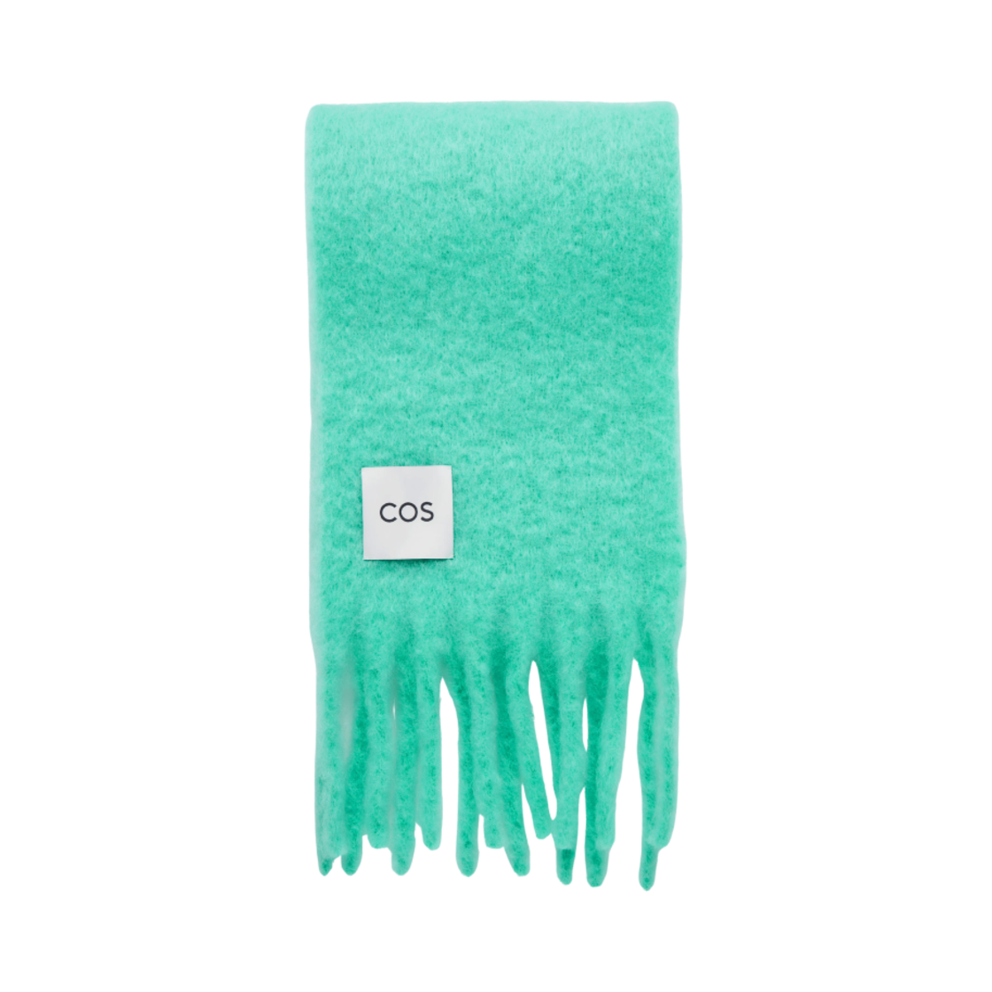 1245207002 COS Fringe Brushed Mohair Muffler Turquoise