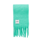 COS Fringe Brushed Mohair Muffler Turquoise