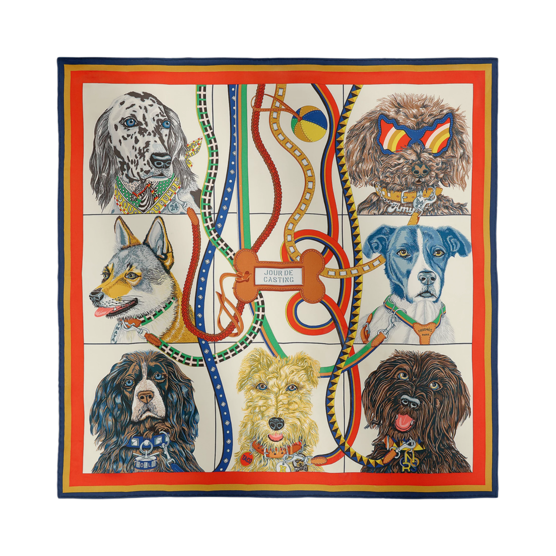 (W) 에르메스 주르 드 캐스팅 스카프 70 마린 블랑 루즈((W) Hermes Jour De Casting Scarf 70 Marine Blanc Rouge) - 1