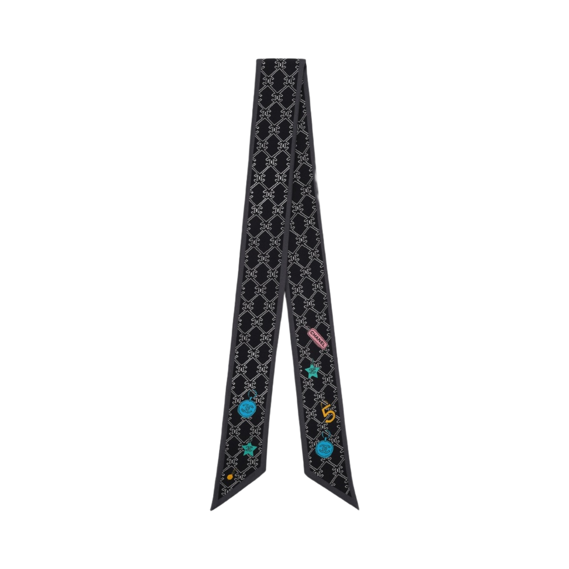 (W) 샤넬 헤어밴드 실크 트윌 & 블랙 멀티컬러((W) Chanel Slim Bandeau Silk Twill & Black Multicolor) - 1