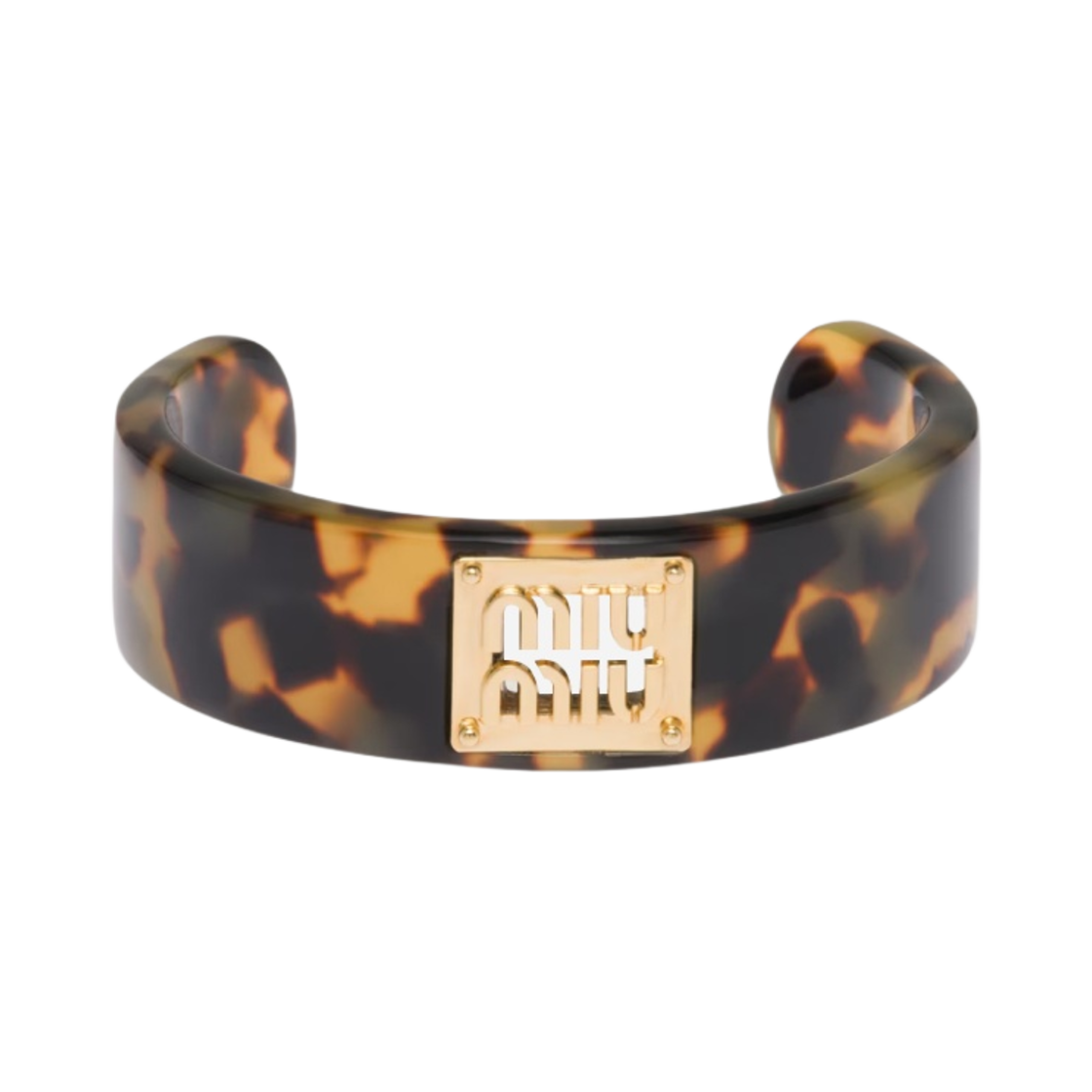 (W) 미우 미우 플렉시글라스 앤 메탈 브레이슬릿 톨토이즈쉘 골드((W) Miu Miu Plexiglass and Metal Bracelet Tortoiseshell Gold) - 1