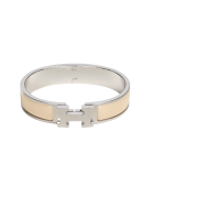 (W) Hermes Clic H Bracelet Palladium & Creme