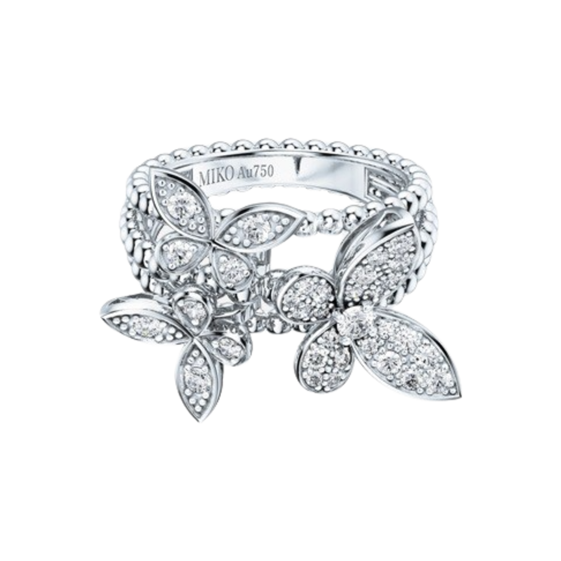 미꼬 모르포 M 다이아몬드 파베 링 3모티브 화이트 골드(Miko Morpho M Diamond Pave Ring 3 Motif White Gold)