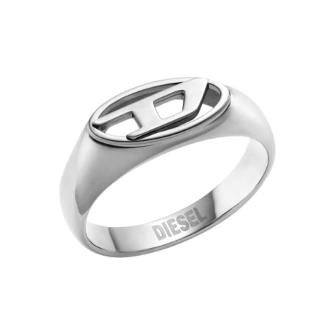 ★DIESEL★ D logo signet ring DX1587040 Men's Black agate signet ring | Silver | Diesel