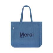 Merci Cotton Tote Bag Large Navy Blue