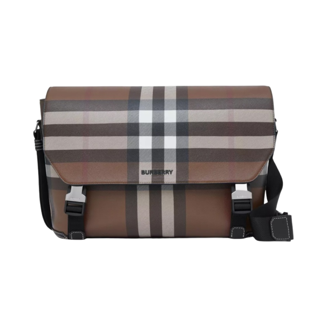 버버리 체크 레더 라지 메신저백 다크 버치 브라운(Burberry Check Leather Large Messenger Bag Charcoal Dark Birch Brown) - 1