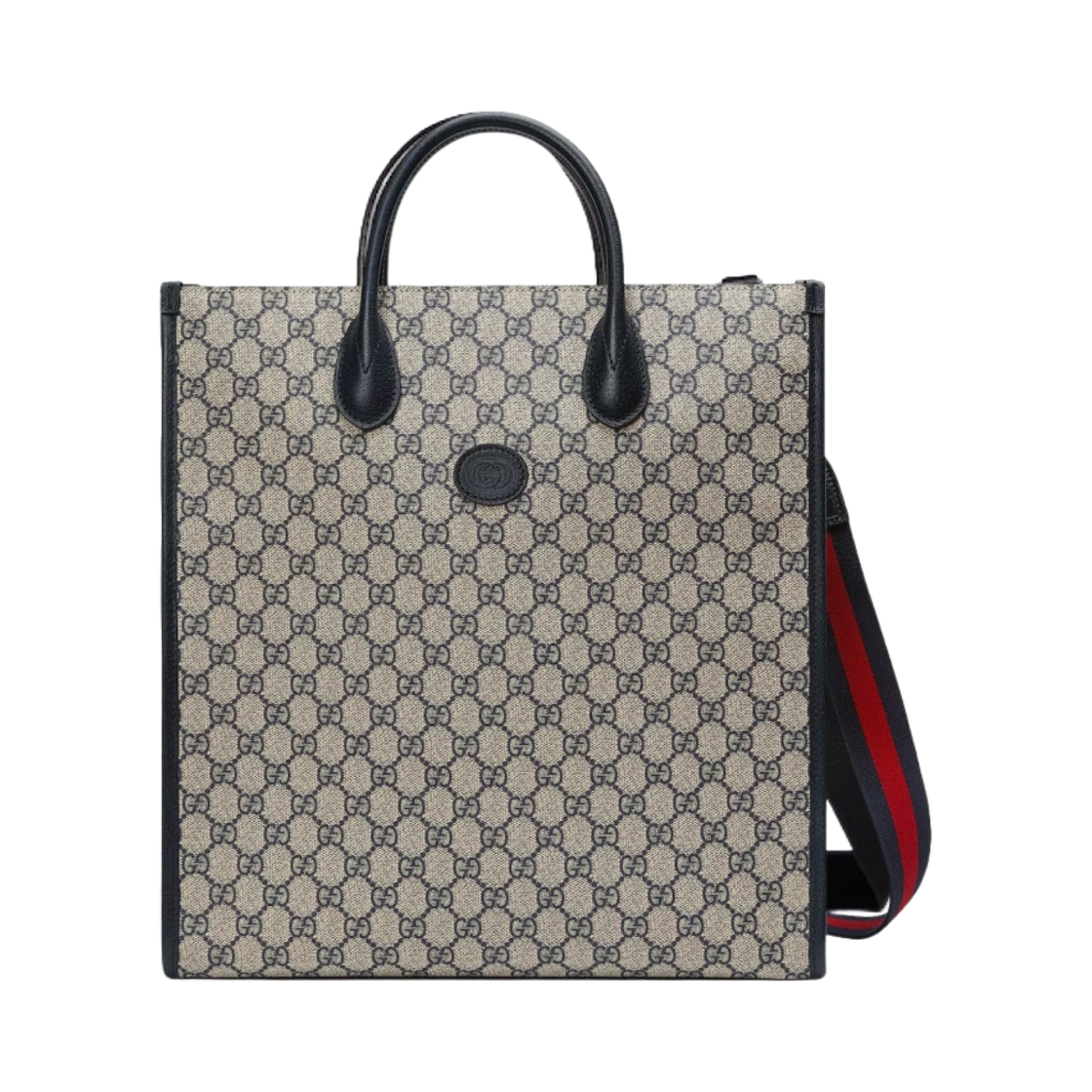구찌 미디움 토트백 인터로킹 G 베이지 블루 GG 슈프림(Gucci Medium Tote Bag with Interlocking G Beige Blue GG Supreme) - 1