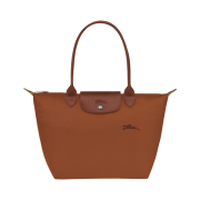 Longchamp Le Pliage Green Tote Bag M Cognac