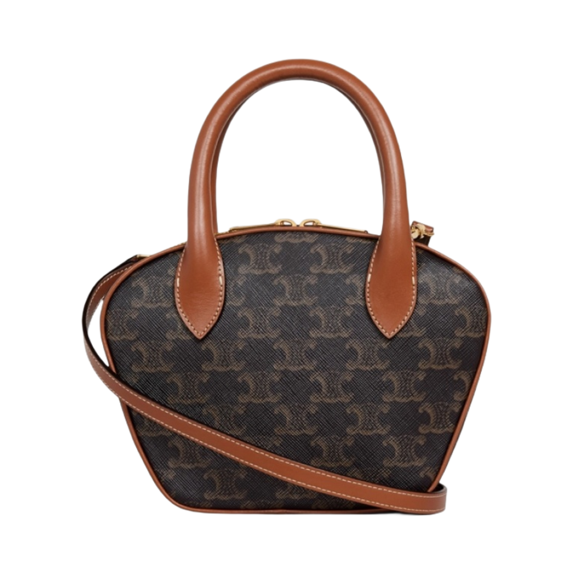 셀린느 트리옹프 캔버스 & 카프스킨 미니 볼링백 탄(Celine Mini Bowling Bag in Triomphe Canvas and Calfskin Tan) - 3