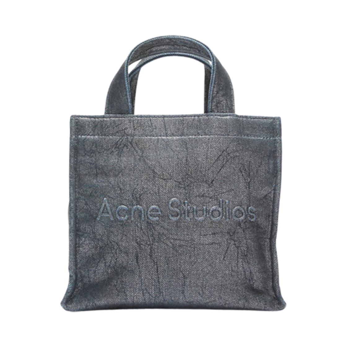C10213-BBR Acne Studios Logo Mini Shoulder Tote Bag Silver Blue