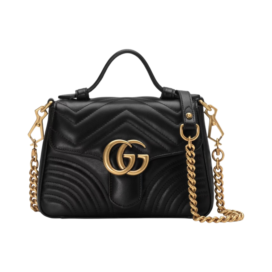 구찌 GG 마몽 미니 탑 핸들백 블랙