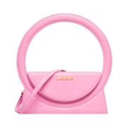 Jacquemus Le Sac Rond Circle Purse Croco Pink