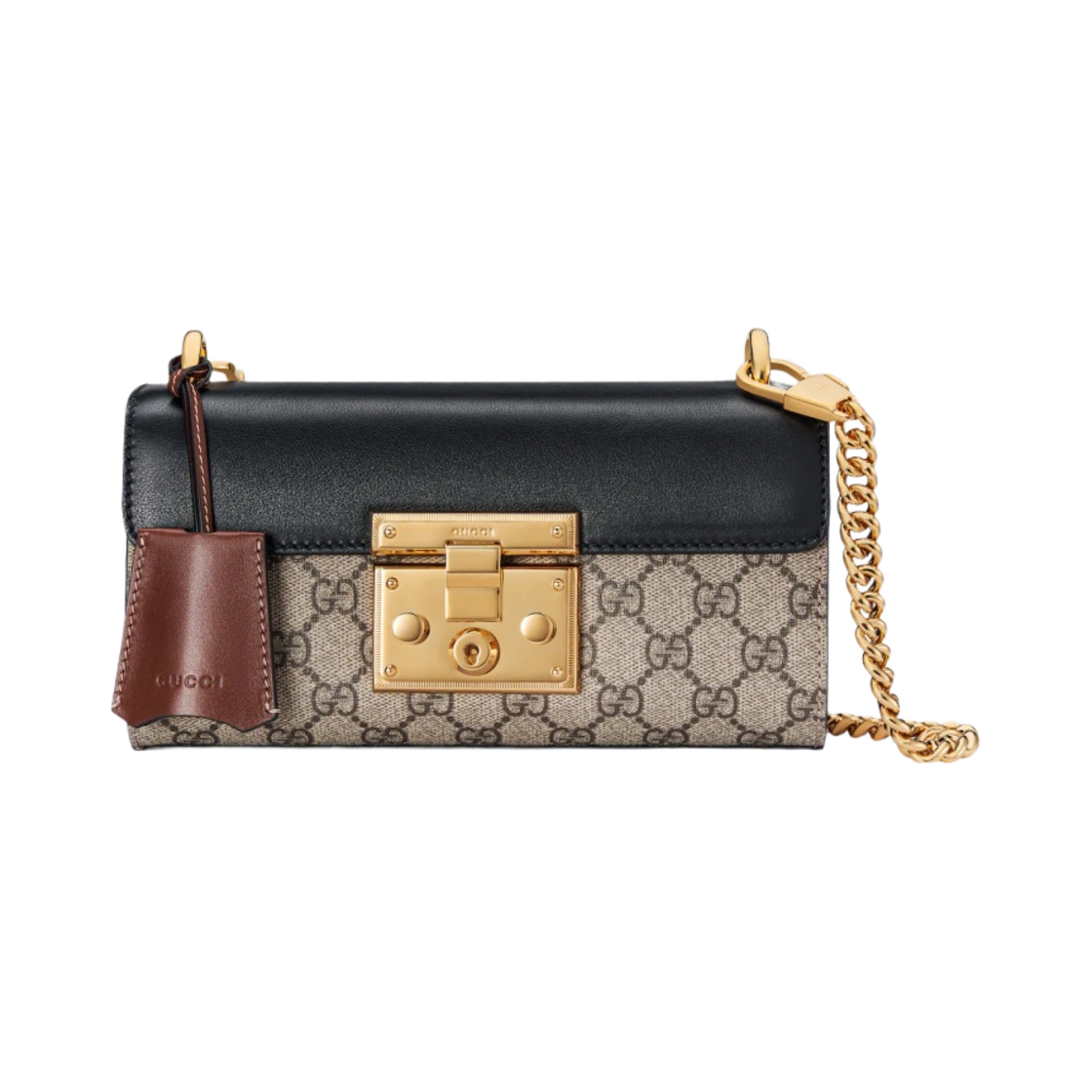 735103-KLQJG-9785 Gucci Padlock Mini Shoulder Bag Beige Ebony GG Supreme