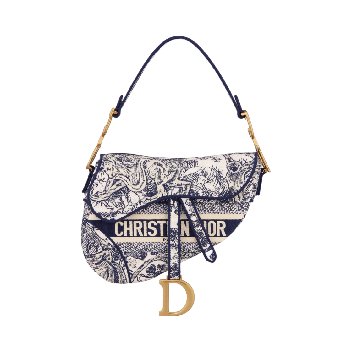 디올 새들백 트왈 드 주이 자수 블루(Dior Saddle Bag Toile de Jouy Embroidery Blue) - 1