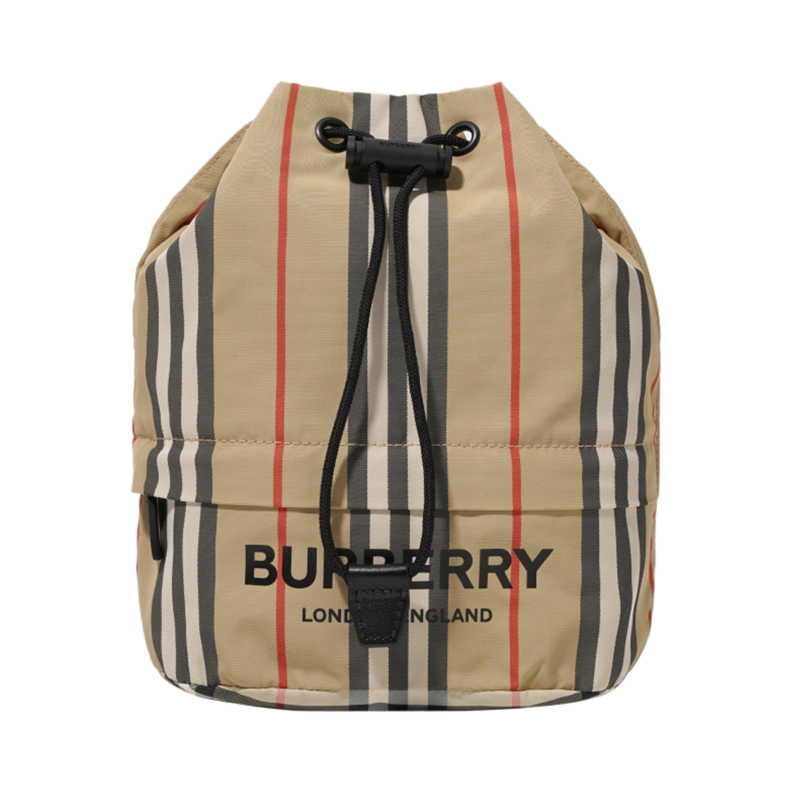 버버리 아이콘 스트라이프 에코닐 드로우코드 파우치 아카이브 베이지(Burberry Icon Stripe Econyl Drawcord Pouch Archive Beige)