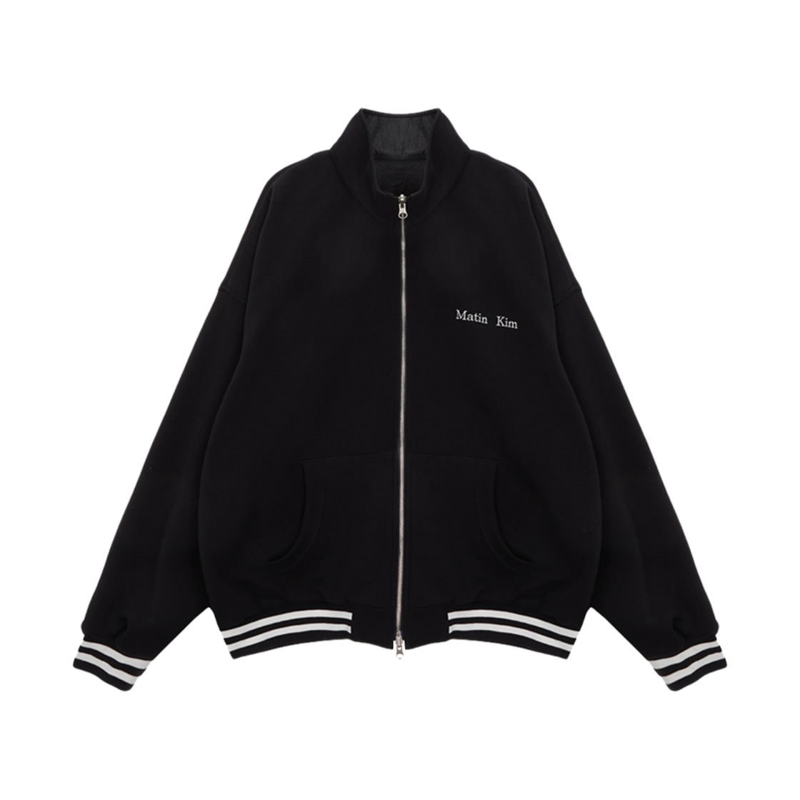 (W) 마뗑킴 리버시블 코팅 트랙 점퍼 블랙((W) Matin Kim Reversible Coating Track Jumper Black) - 3