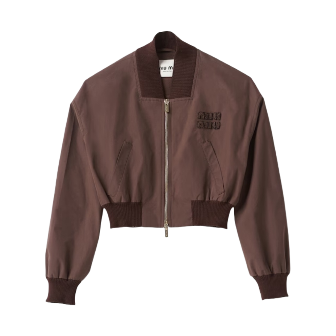 (W) 미우 미우 파나마 코튼 봄버 자켓 코코아 브라운