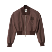(W) Miu Miu Panama Cotton Bomber Jacket Cocoa Brown