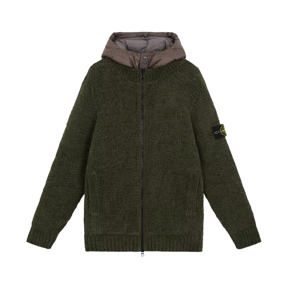 8115559A9-V0059 Stone Island 559A9 Cotton Chenille The President's Knit with Detachable Liner Musk Green - 24FW