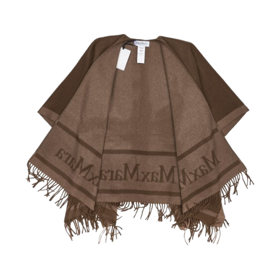 (W) 막스마라 힐데 액세서리 자카드 울 판초 쿼이오((W) Max Mara Hilde Accessori Jacquard Wool Poncho Cuoio) - 2