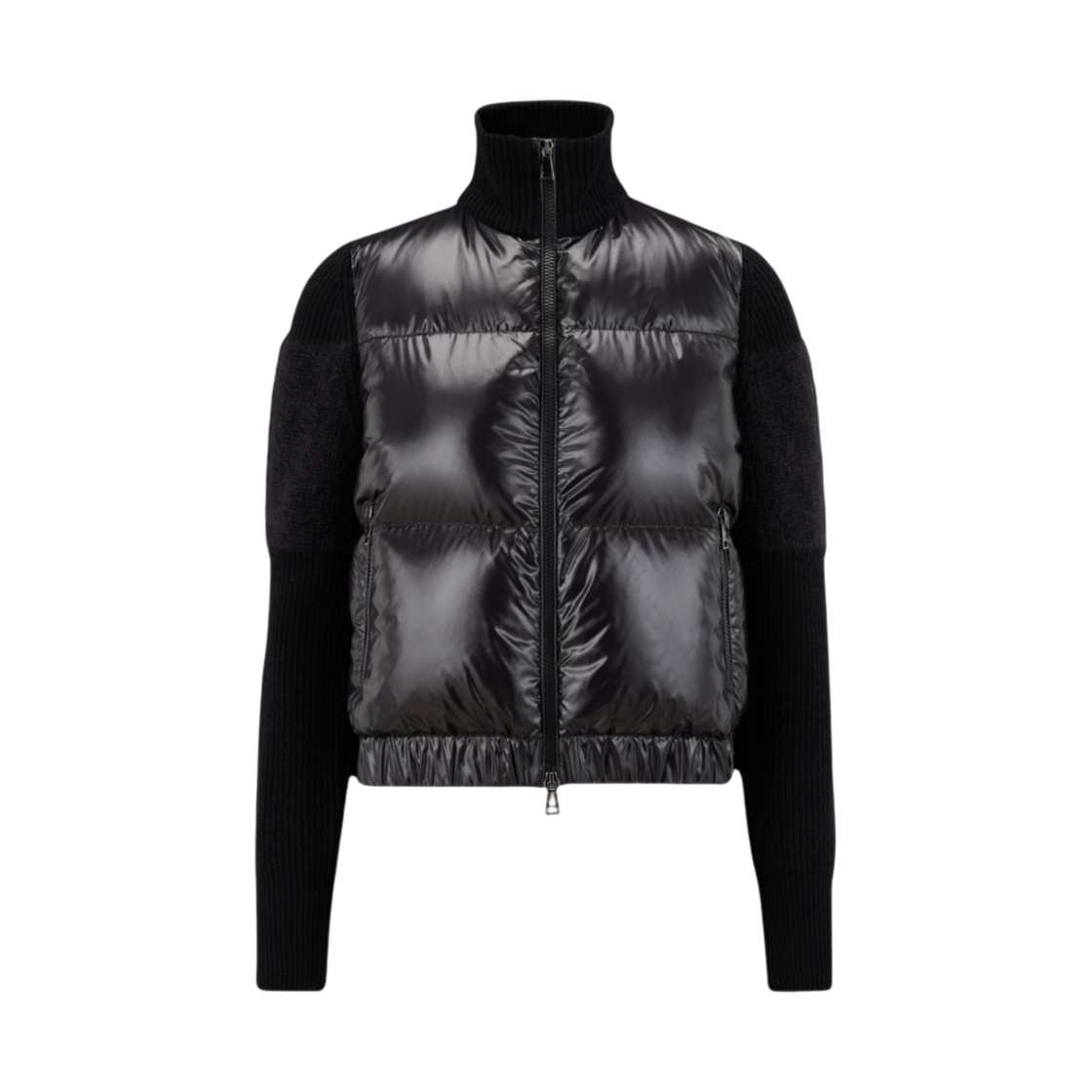 (W) 몽클레르 패딩 울 & 모헤어 가디건 블랙 - 22FW((W) Moncler Padded Wool & Mohair Cardigan Black - 22FW) - 1