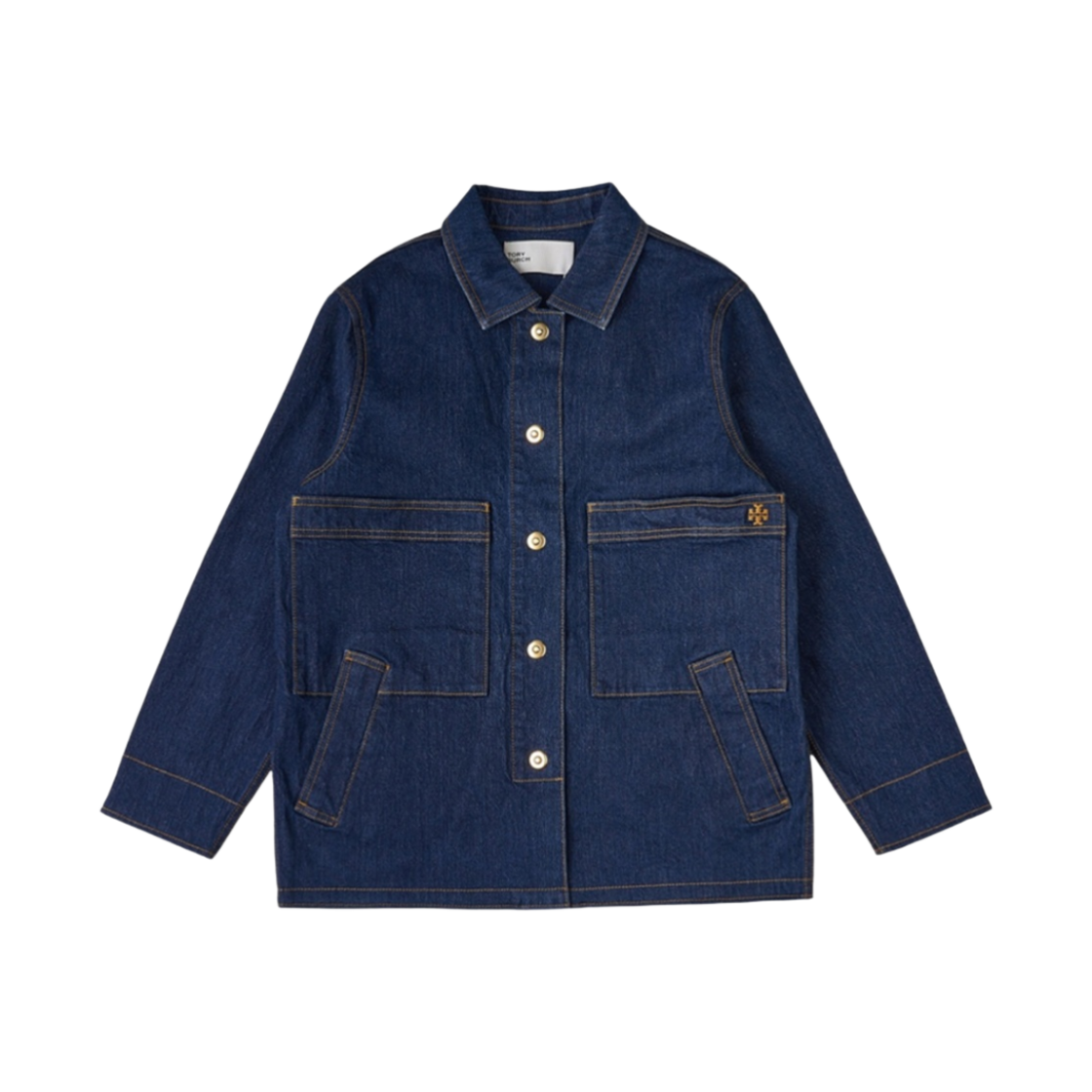 144989-408 (W) Tory Burch Logo Denim Jacket Indigo