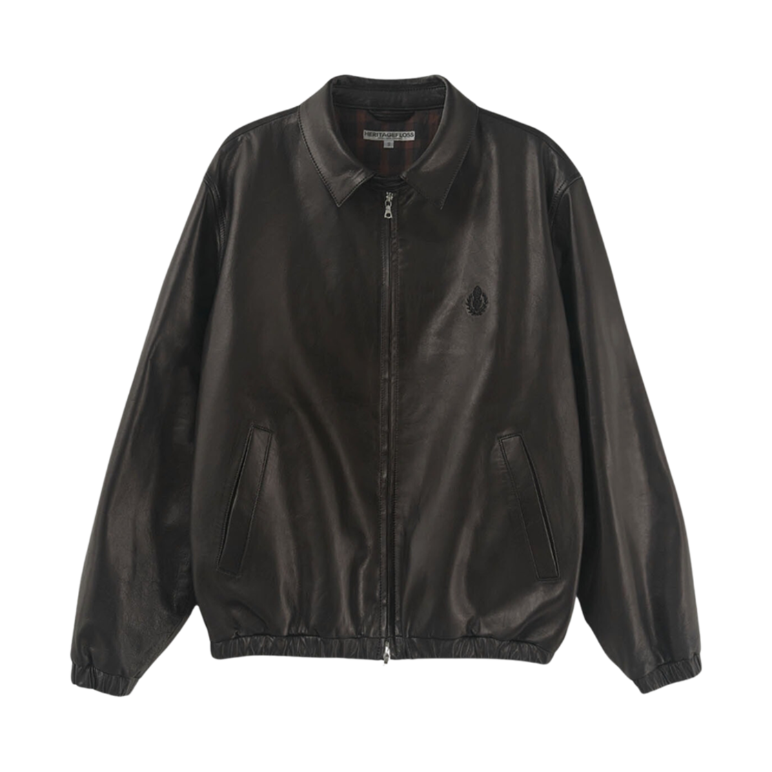 헤리티지 플로스 크레스트 레더 블루종 자켓 블랙(Heritage Floss Crest Leather Blouson Jacket Black)