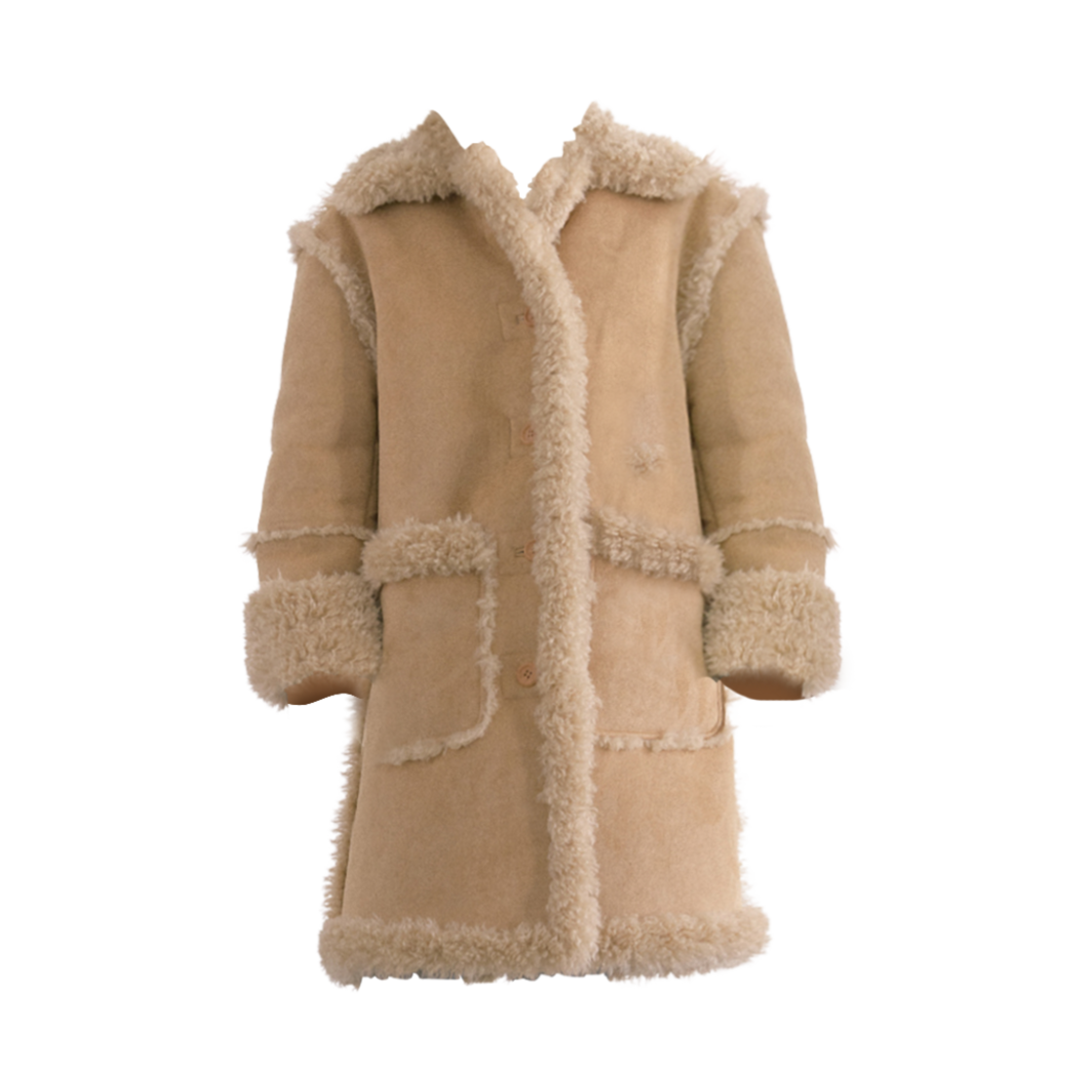 (W) 더오유 스웨이드 컬리 롱 무스탕 코트 버터((W) Theohyou Suede Curly Long Mustang Coat Butter)