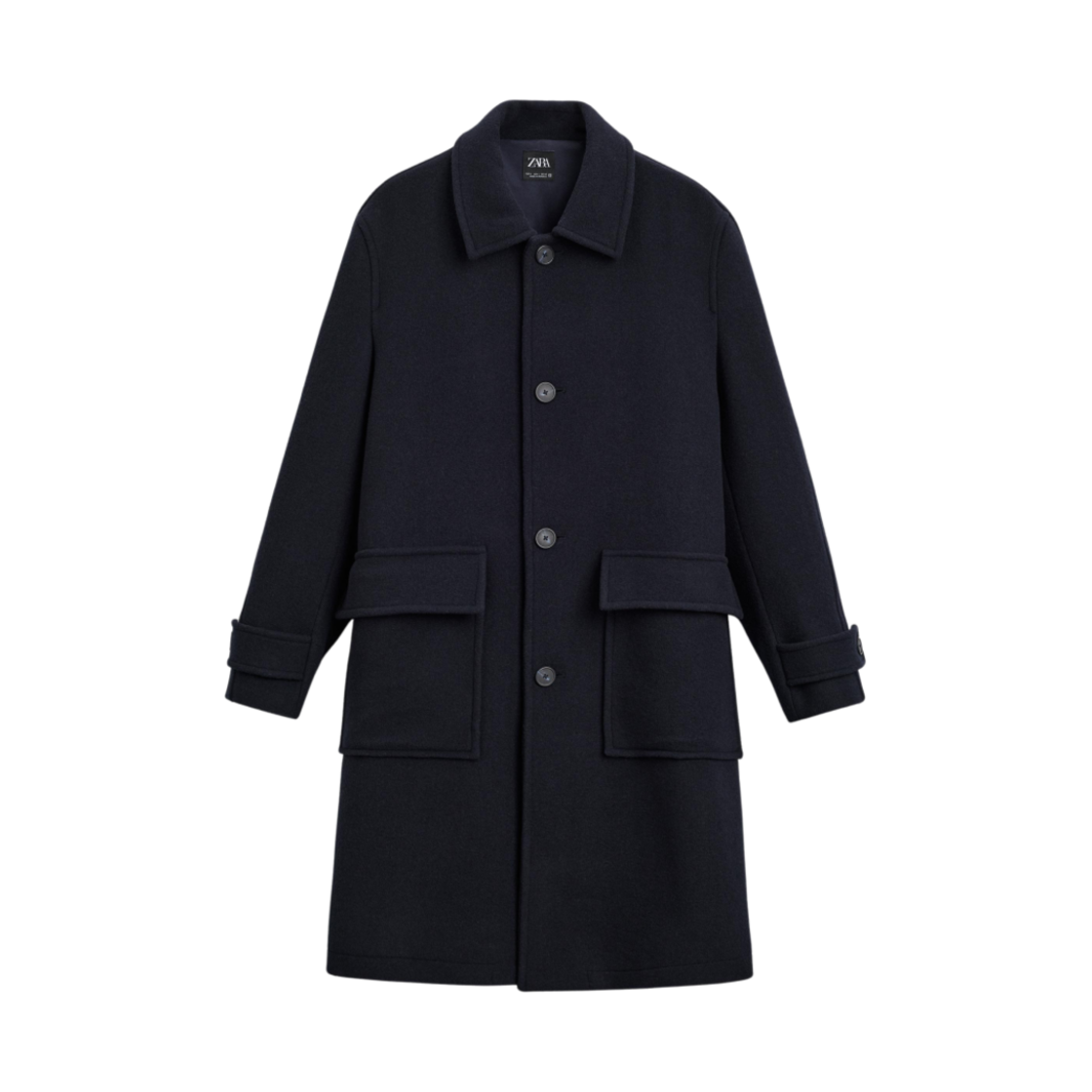 자라 울 블렌드 펠트 텍스처 코트 네이비 블루(Zara Wool Blend Felt Texture Coat Navy Blue)