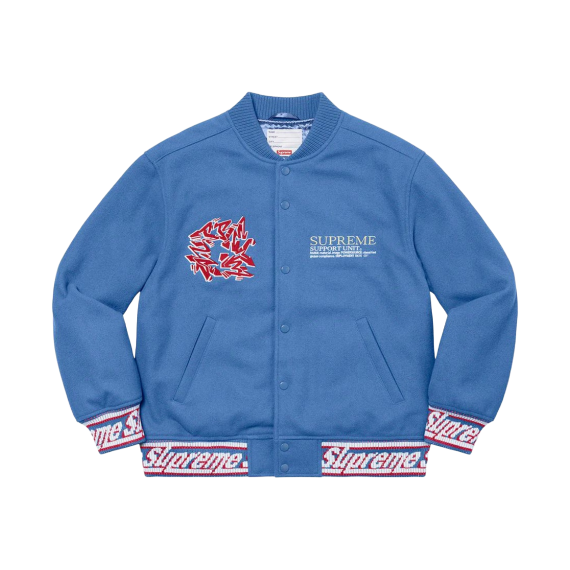 슈프림 서포트 유닛 바시티 자켓 라이트 블루 - 21FW(Supreme Support Unit Varsity Jacket Light Blue - 21FW) - 1