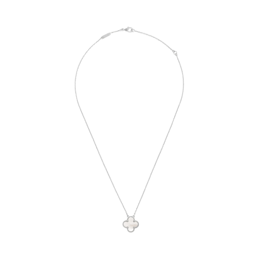 (W) Van Cleef & Arpels Vintage Alhambra Pendant White Gold Mother of Pearl