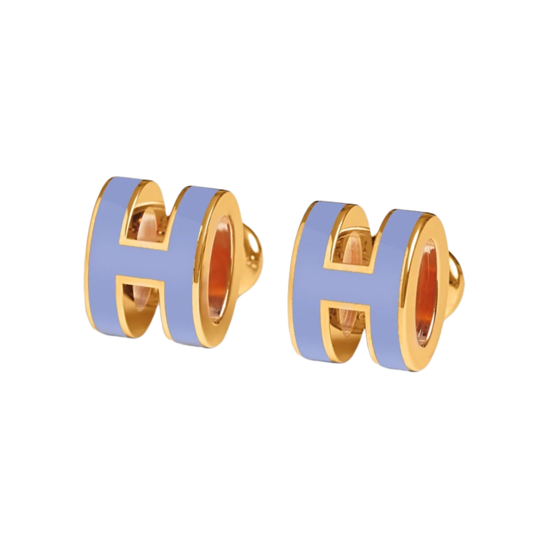 H608002F11 (W) Hermes Mini Pop H Earrings Gold & Lilas