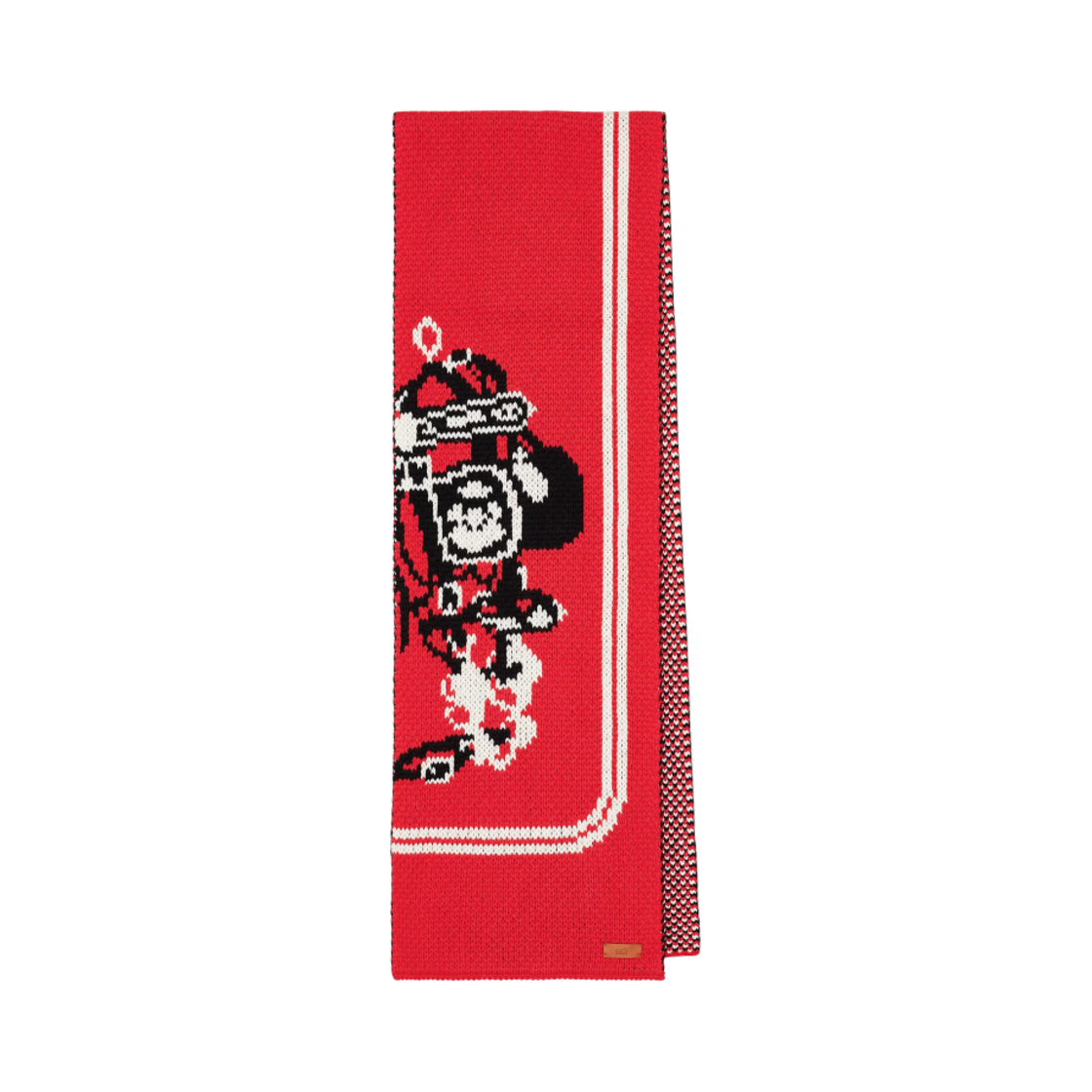 H521266S01 Hermes Brides de Gala Knit Muffler Rouge Vif Noir Ecru
