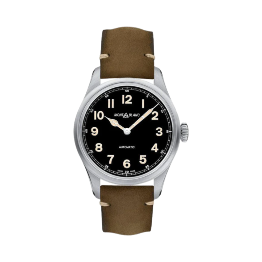 Montblanc 1858 Automatic 40mm Stainless Steel Alligator Leather Black Beige