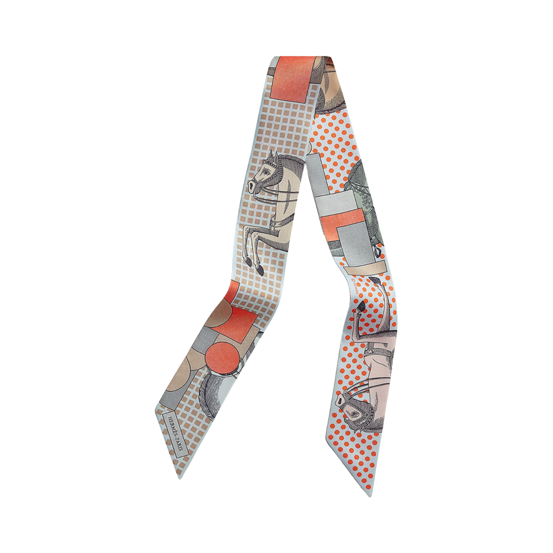 (W) 에르메스 카발리에레 엔 폼 트윌리 블루 빨 꼬라이유 그리((W) Hermes Cavalier en Formes Twilly Bleu Pale Corail Gris)