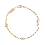 (W) Saint Laurent Opyum Heart Charm Bracelet in Metal Aged Brass Gold