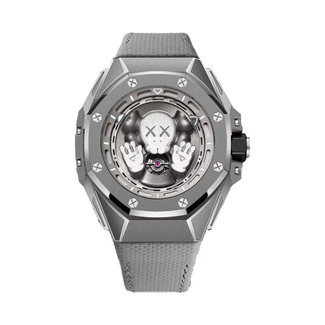 26656TI-GG-D019VE-01 Audemars Piguet x Kaws Royal Oak Concept Tourbillon Companion Hand-Wound 43mm Light Grey Calfskin Bracelet Titanium (Edition of 250)